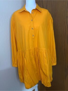 Maeve Anthropologie Marigold Shirt Dress Balloon Hem Long Sleeve Size Small